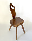 Vintage French Brutalist Carved Accent Chair
