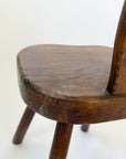 Vintage French Brutalist Carved Accent Chair