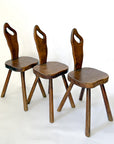 Vintage French Brutalist Carved Accent Chair