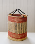 Handwoven Drum Laundry Basket No. 1 | Clay + Navy Pattern