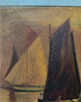 Sailboat I | Original 19th Century Oil on Canvas Art