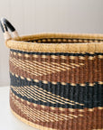 The Large Short Drum Basket No. 5 | Brown + Dark Navy