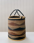 Handwoven Drum Laundry Basket | No. 9 Brown + Dark Navy