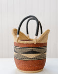 The African Shopper Tote Basket No. 5 | Terracotta with Dark Navy