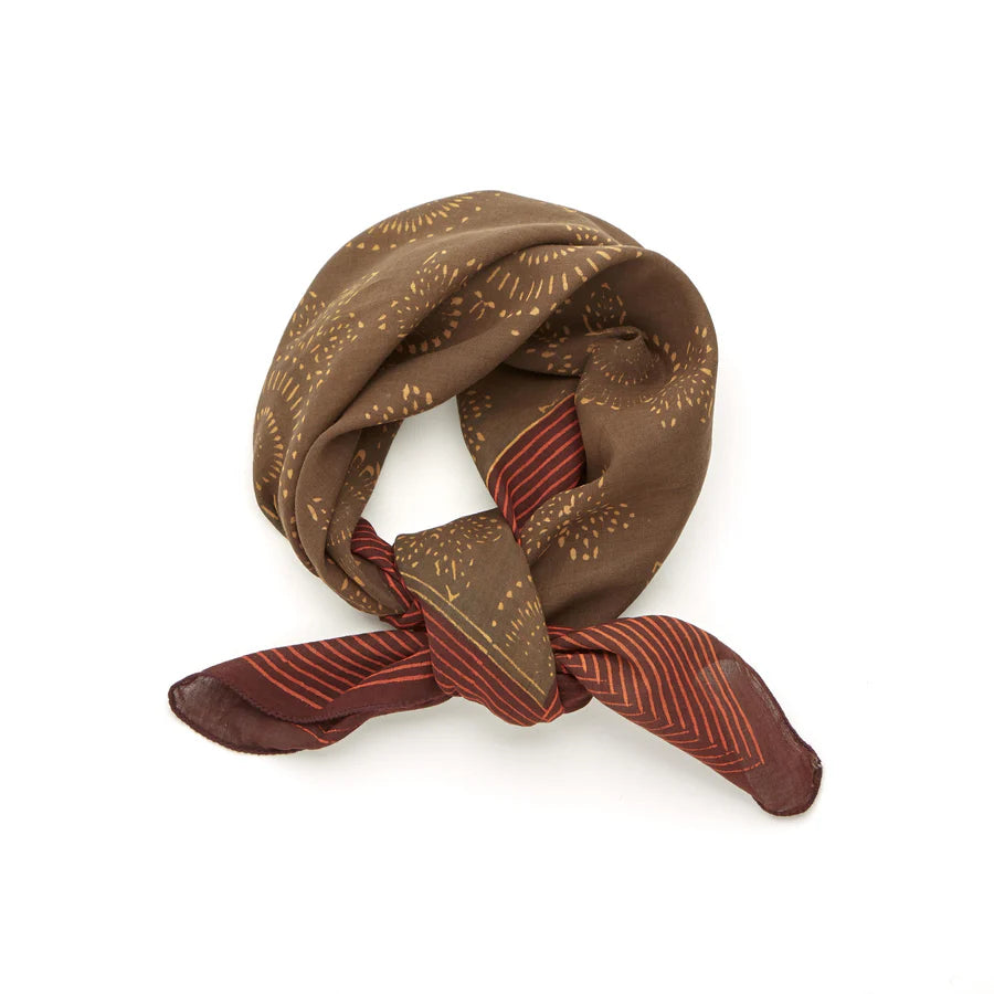 Parisienne Block Printed Kerchief | Dandelion Fawn Madder