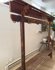 Antique Double-Sided Coat Hook Rack with Storage Shelf & Bench