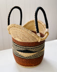 The African Shopper Tote Basket No. 5 | Terracotta with Dark Navy