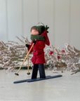 Handmade New England XC Skier Ornament | Poinsettia