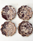 Scallop Edge Chocolate Marble Coasters | Set of 4