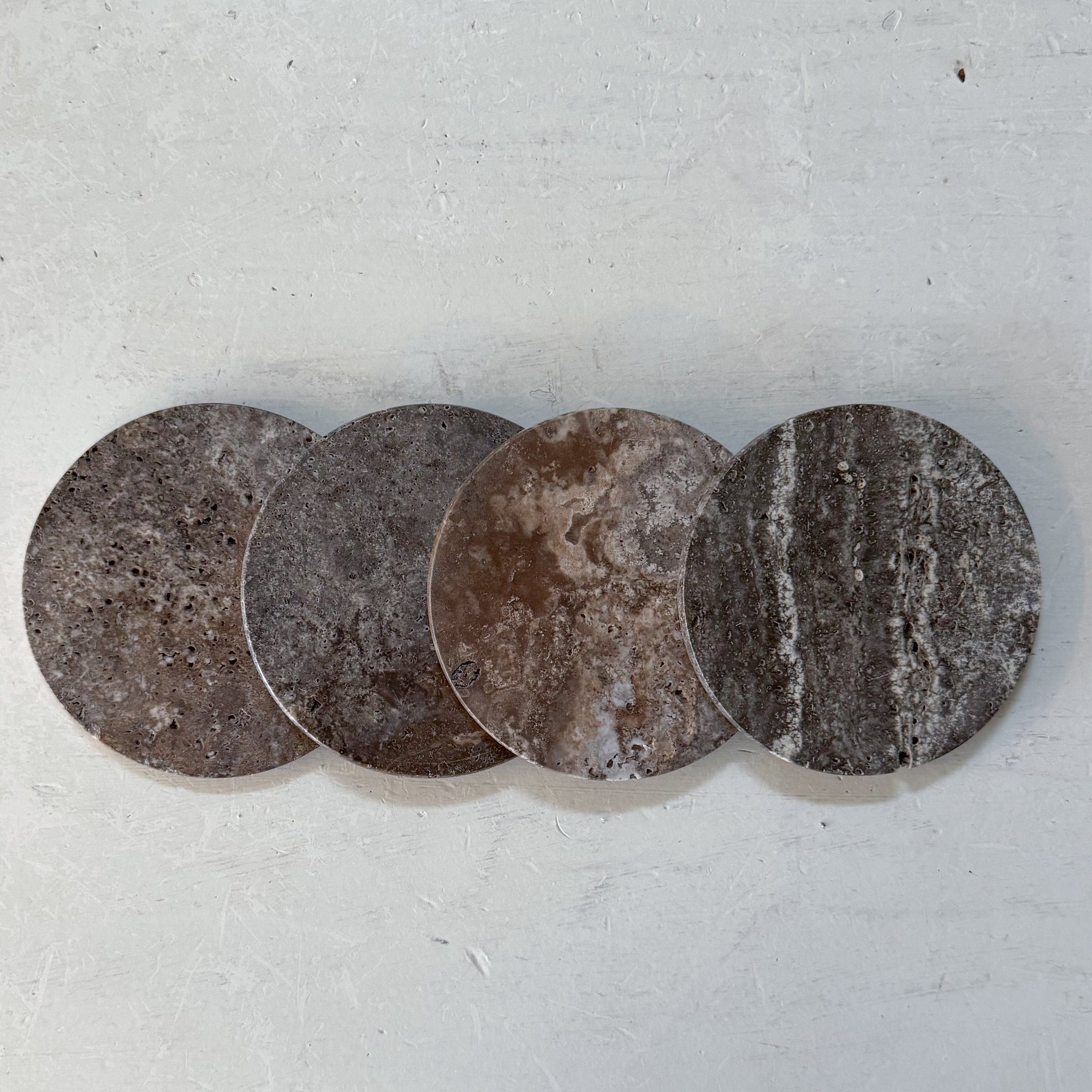 Affogato Grey Raw Marble Oversized Coasters | Set of 4