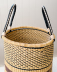 Handwoven Drum Laundry Basket | No. 10 Natural + Ink Black with Terracotta + Brown Stripe