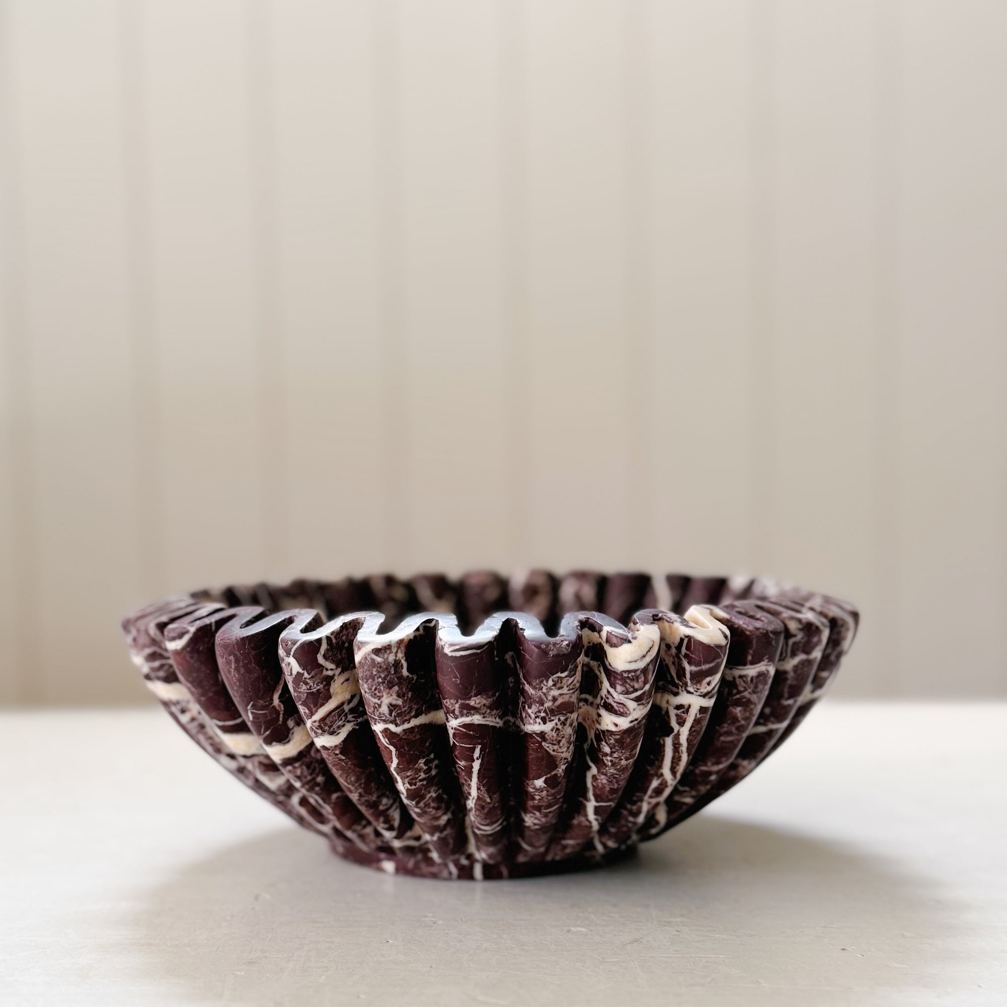 Pleated Marble Bowl | Chocolate