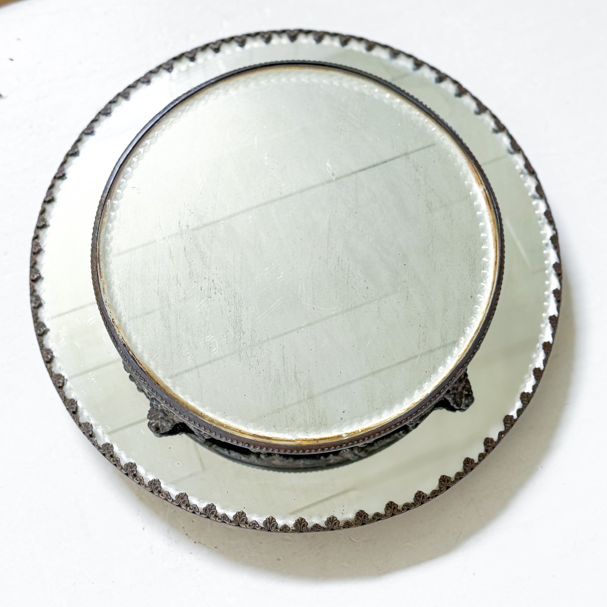 19th Century Antique Silver Mirror Plateau Trays