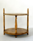 Hand-Carved French Oak Round Tiered Side Table with Handles
