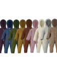 Organic Baby Wool Fleece Hooded Coverall | Walnut