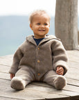 Organic Baby Wool Fleece Hooded Coverall | Walnut
