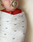 Organic Muslin Swaddle | Blue Floral