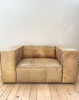 Vintage Bleached Leather 2-Seater Sofa | circa Netherlands