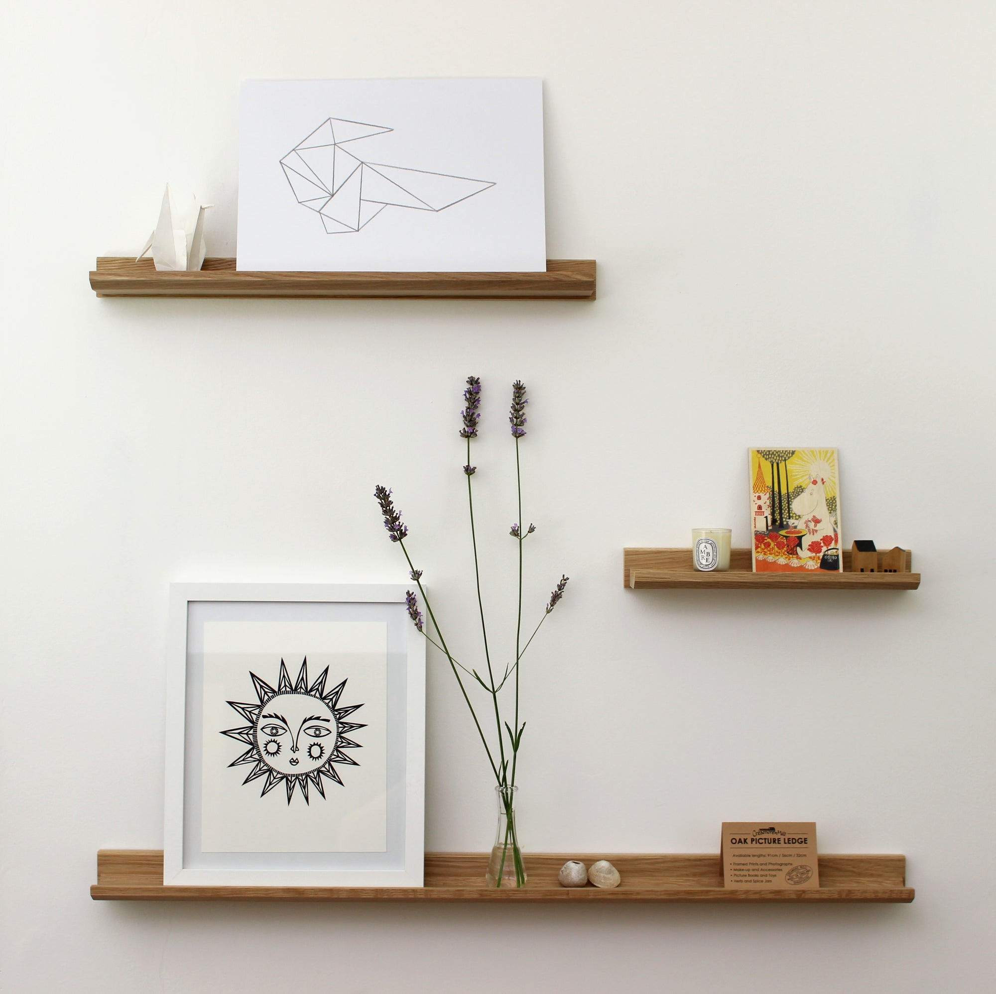 Solid Oak Picture Ledge Shelf | Handcrafted in England