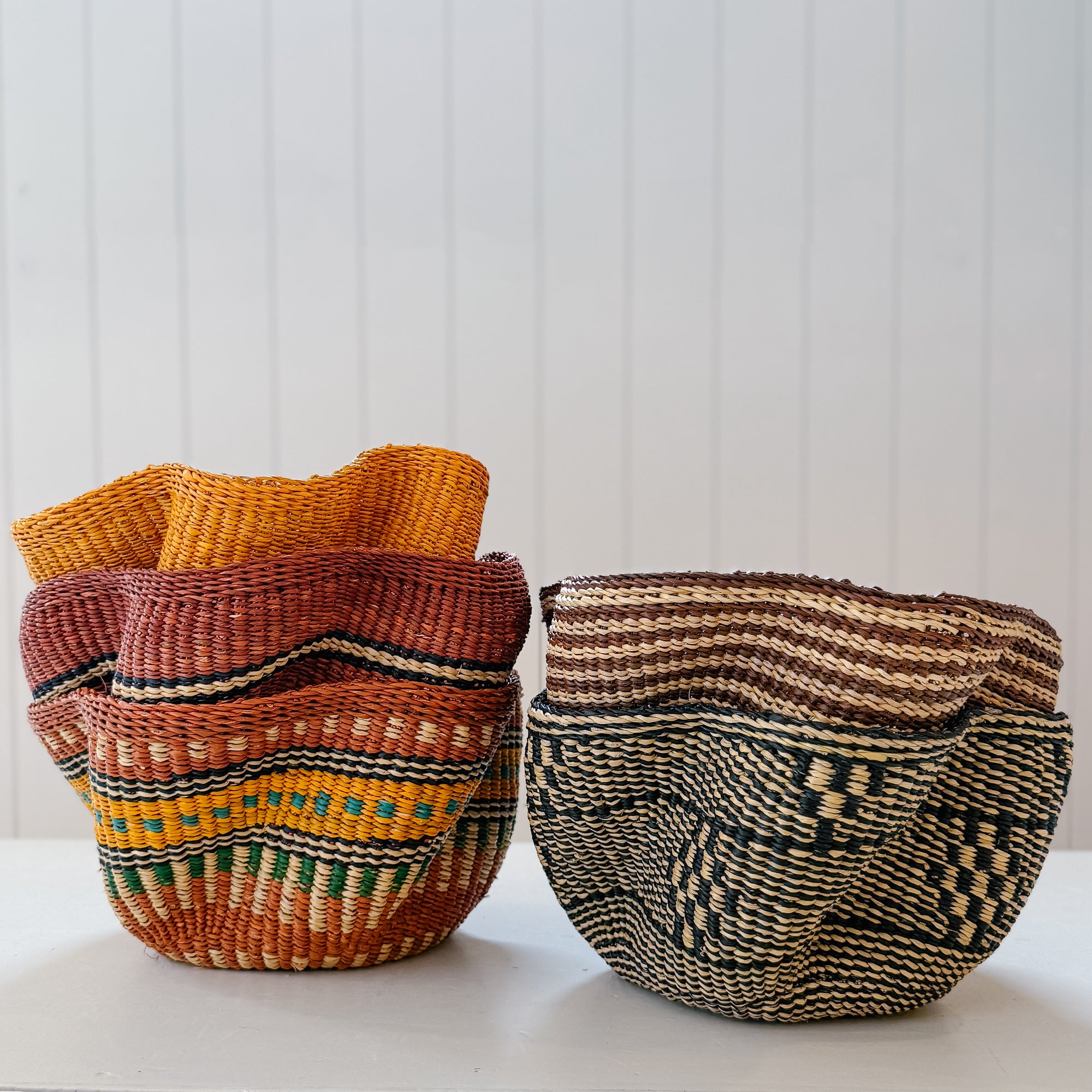 Small Pakurigo Wave Basket No. 5 | Clay, Turquoise + Ochre