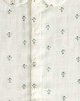 Vintage Blue Floral Short Sleeve Collared Romper