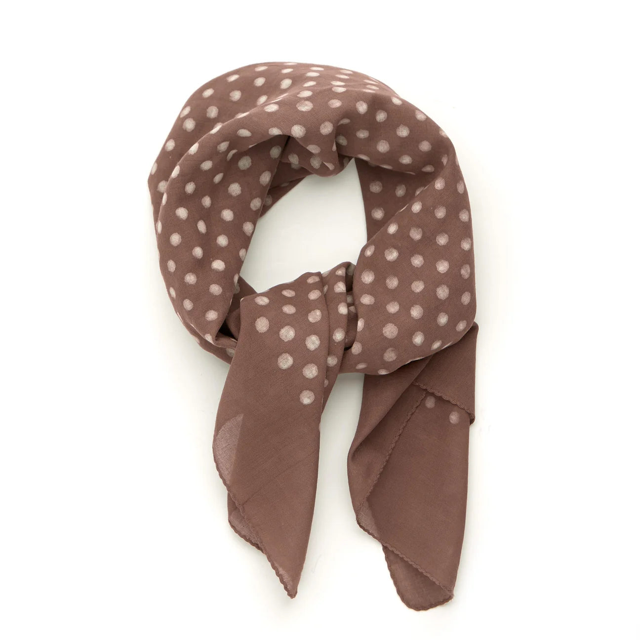Parisienne Block Printed Kerchief | Polka Dot Coco Mousse