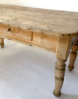 Antique Scrubbed Pine European Console Table + Desk