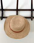 French Market Raffia Sun Hat with Leather Band