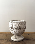 Vintage Weathered White Cast Stone Copa Planter