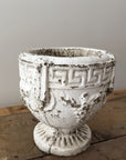 Vintage Weathered White Cast Stone Copa Planter