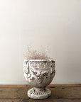 Vintage Weathered White Cast Stone Copa Planter