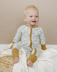 Ribbed Zipper Footed Pajamas | Skis