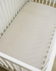 Muslin Crib Sheet | Taupe Stripe