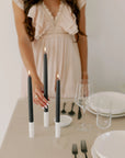 Charcoal | 14" Beeswax Taper Candles | Set of 2