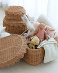 Félicité Stackable Scalloped Lidded Storage Baskets | Antique Brown