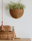 Lainie Scalloped Wall Basket | Antique Brown