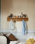 Oak Storage Shelf with Hooks