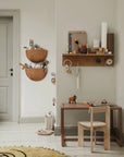 Oak Storage Shelf with Hooks