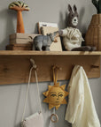 Oak Storage Shelf with Hooks