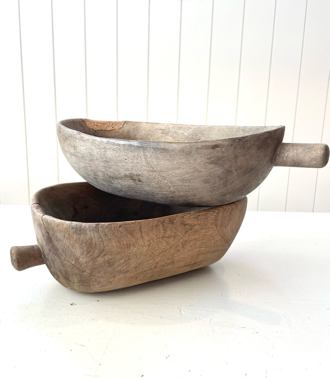 Antique Wooden Scoop Bowl