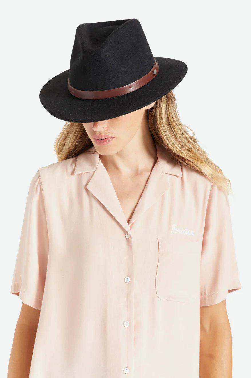 Messer Fedora Hat | Black with Brown Leather Band