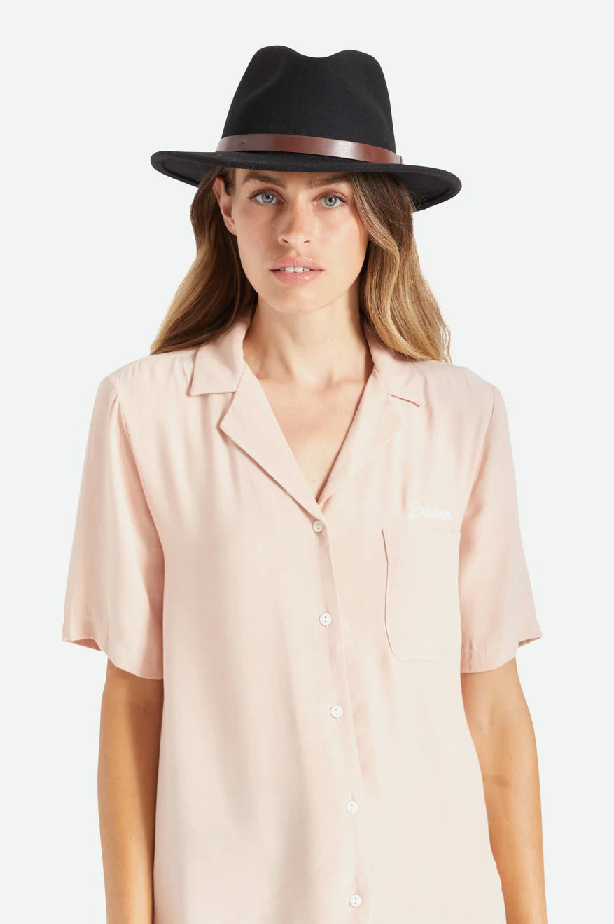 Messer Fedora Hat | Black with Brown Leather Band