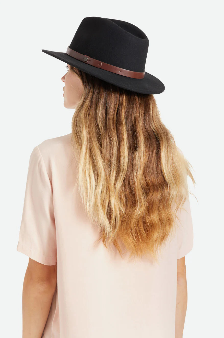 Messer Fedora Hat | Black with Brown Leather Band