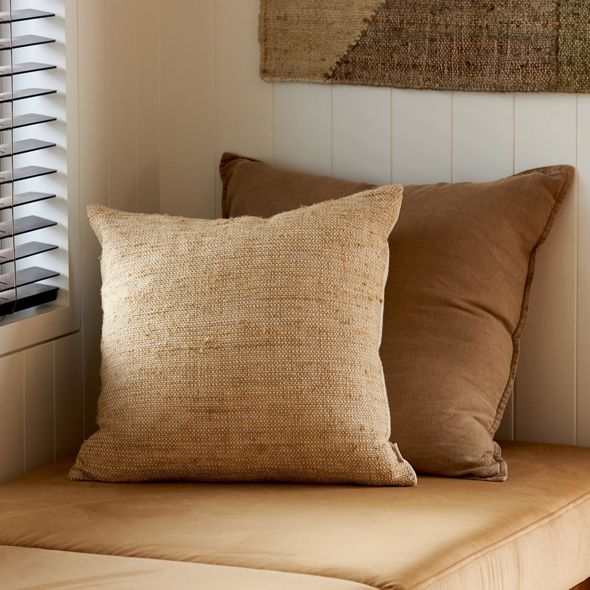 Freida Silk Blend Pillow | Tea + Natural