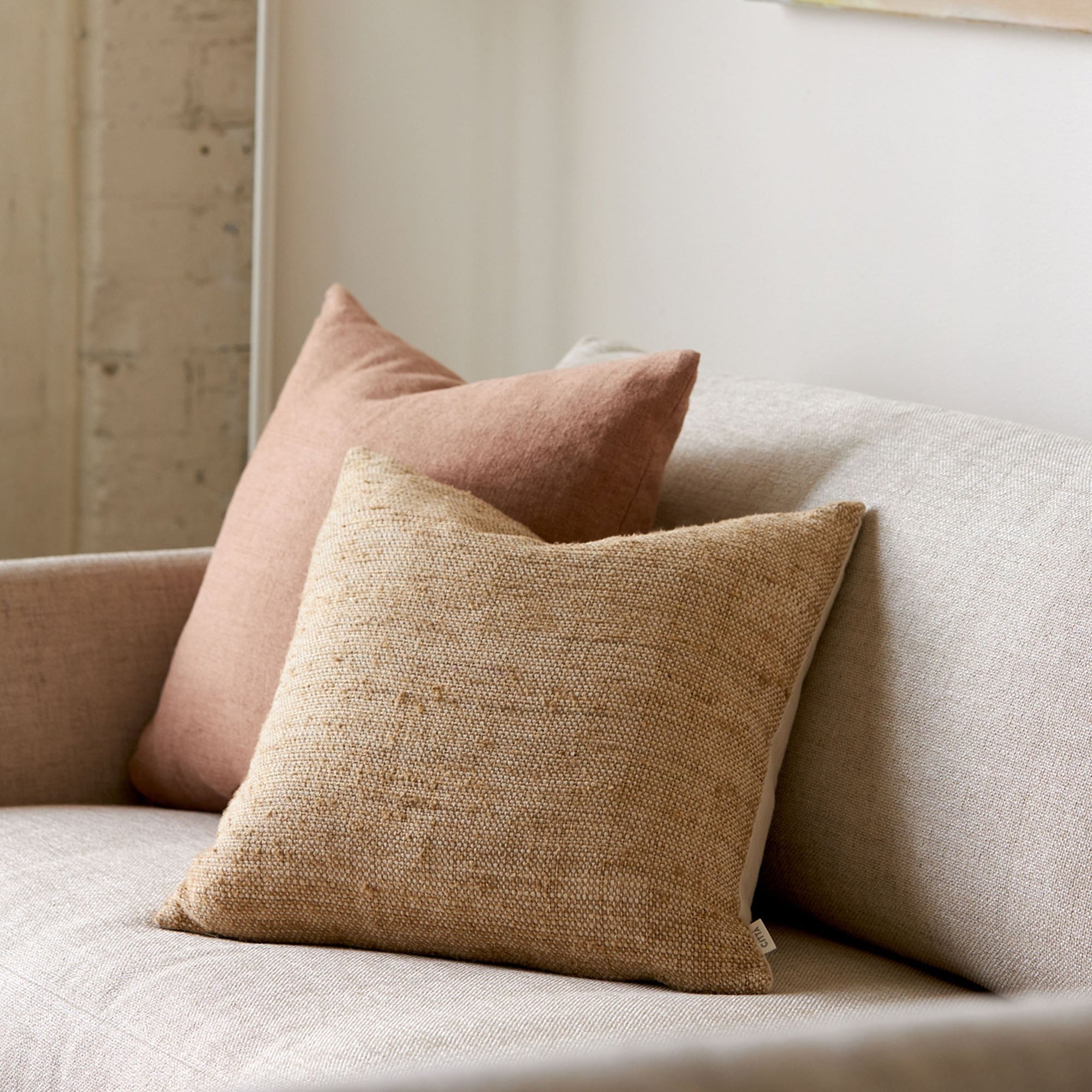 Freida Silk Blend Pillow | Tea + Natural