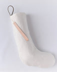 Ivory Linen Stocking | "Merry" Leather Hang Tag