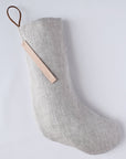 Natural Linen Stocking | "Fa La La" Leather Hang Tag