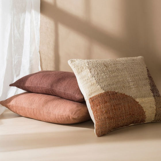 Piha Handwoven Pillow | Brick & Multi