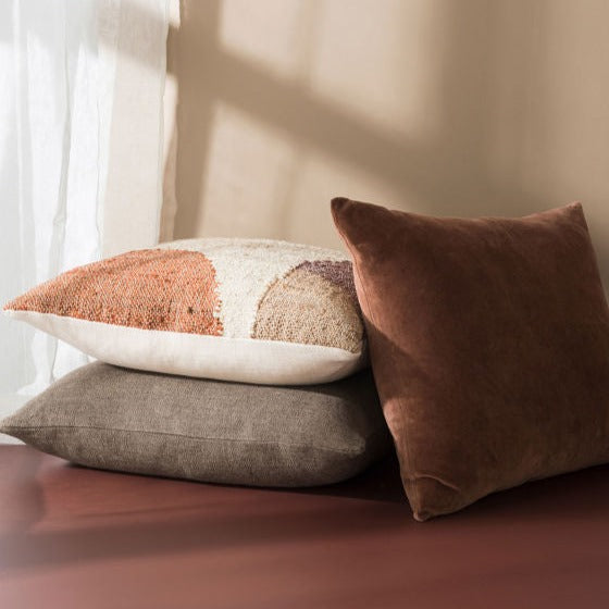 Piha Handwoven Pillow | Brick & Multi