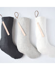 Natural Linen Stocking | "Fa La La" Leather Hang Tag